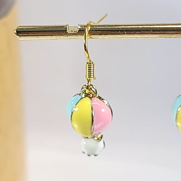 Pastel Hot Air Balloon Earrings, Cute Enamel Dangle Earrings, Whimsical Jewelry - Picture 7 of 10
